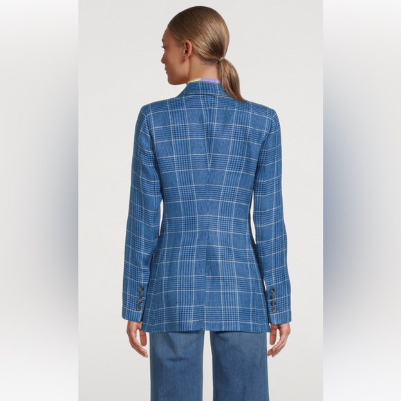 Smythe Birkin Blazer in Blue Plaid Print Size 6 - Picture 5 of 13